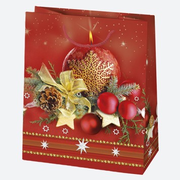Christmas Candle paper gift bag 19x23x10.5 cm