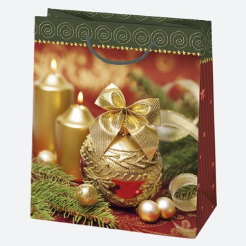 Christmas Candle paper gift bag 19x23x10.5 cm