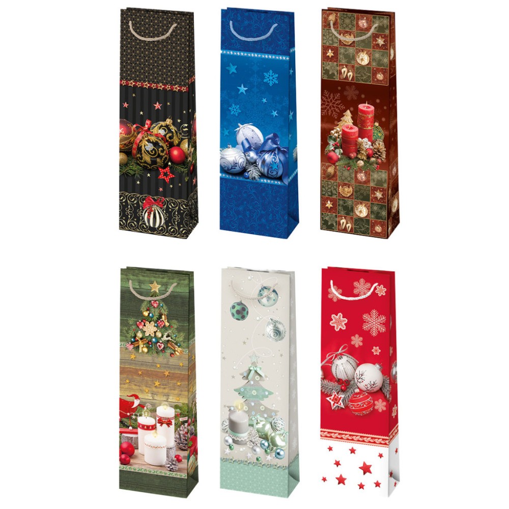 Christmas Decorations paper wine bag 10.5x33x8.5 cm