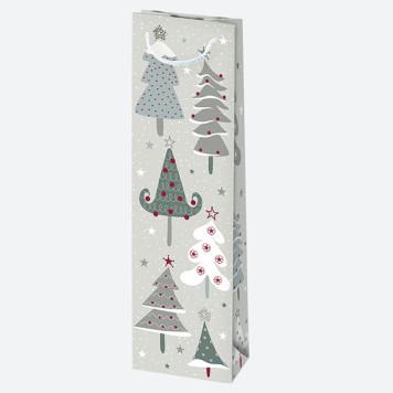 Christmas Patterned paper wine bag 12x40x9 cm