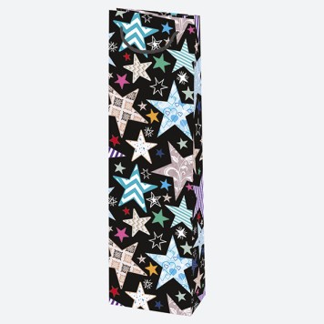 Christmas Patterned paper wine bag 12x40x9 cm