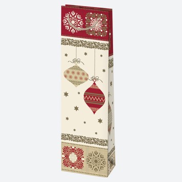 Christmas Patterned paper wine bag 12x40x9 cm