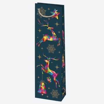Christmas Patterned paper wine bag 12x40x9 cm