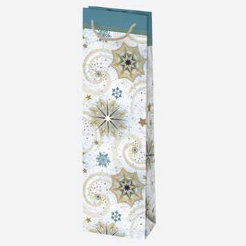 Christmas Patterned paper wine bag 12x40x9 cm