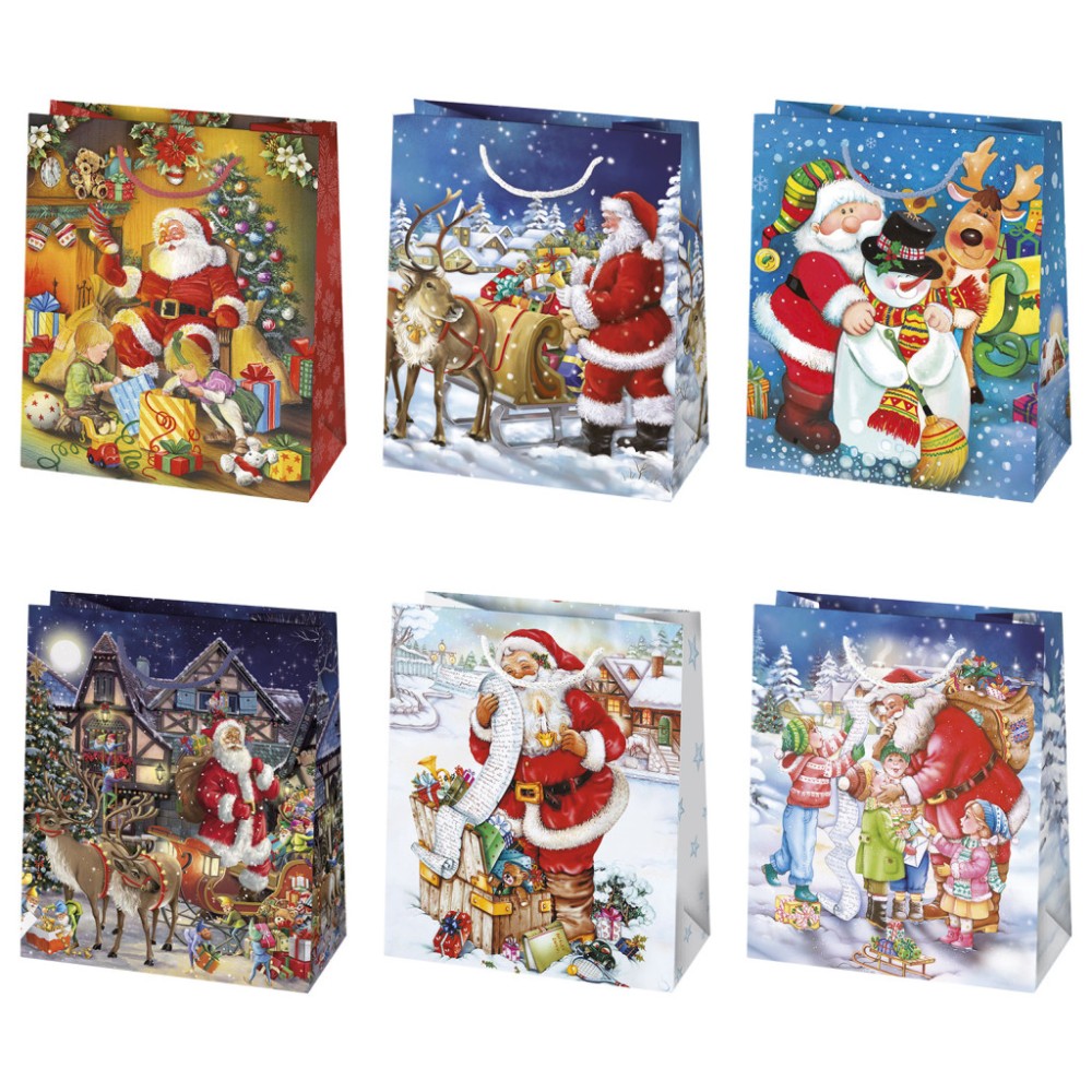 Christmas Santa paper gift bag 19x23x10.5 cm