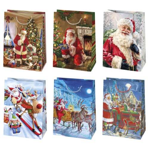 Christmas Sledding paper gift bag, 23x32x11 cm
