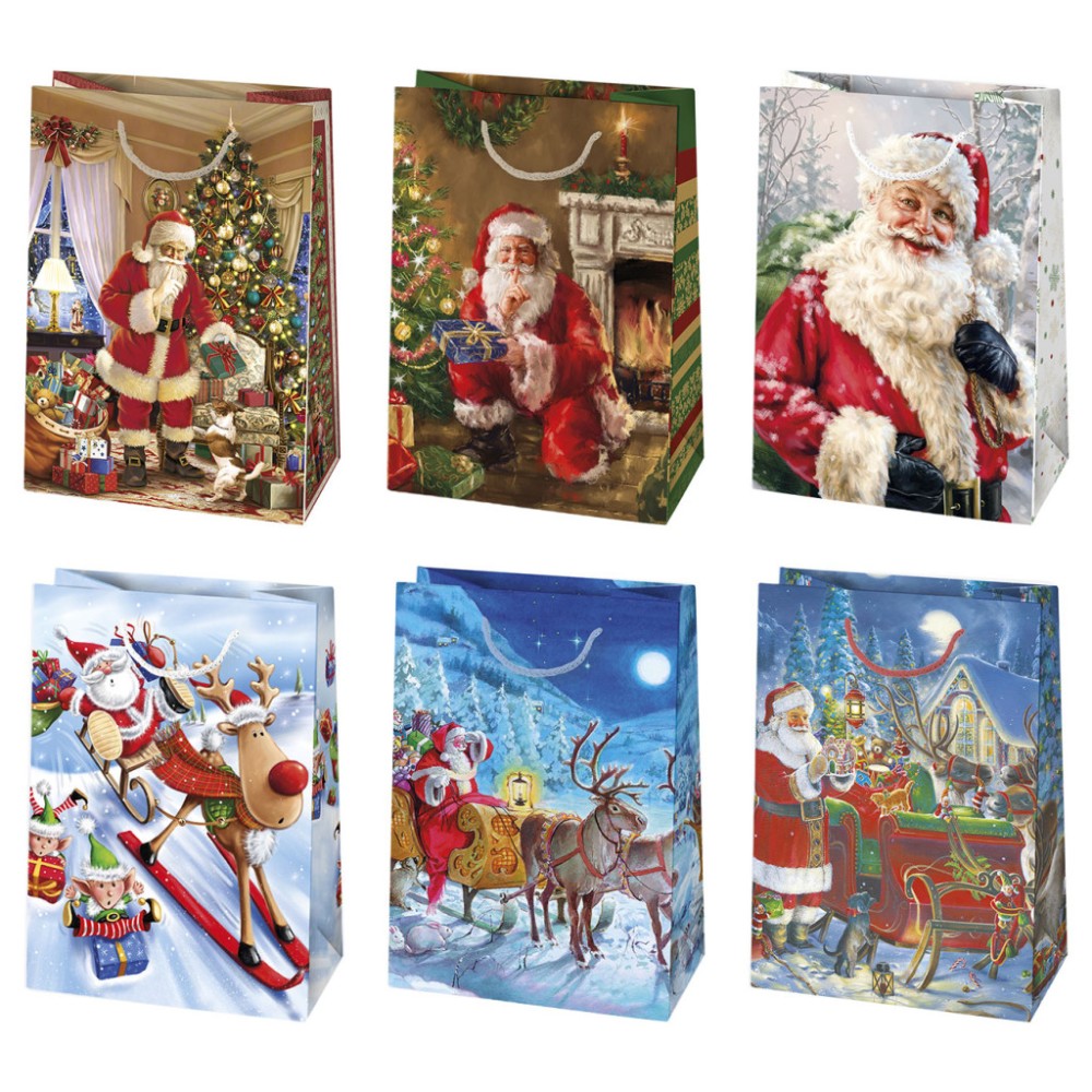 Christmas Sledding paper gift bag, 23x32x11 cm