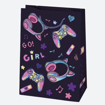 Colour Colorful Girl's paper gift bag, 23x32x11 cm
