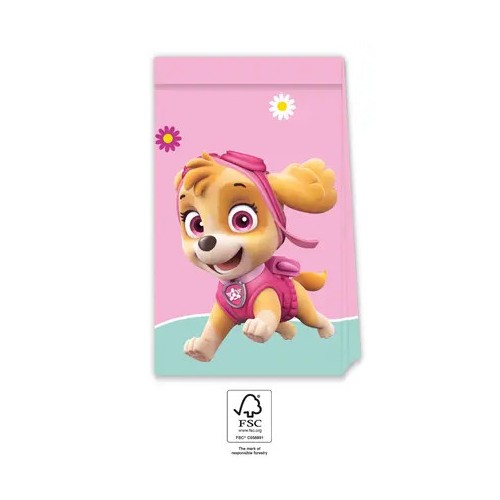 Paw Patrol Skye and Everest paper bag set of 4 FSC