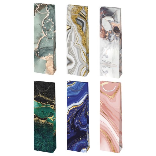 Colour Colorful Marble Pattern Paper Wine Bag 10.5x33x8.5 cm