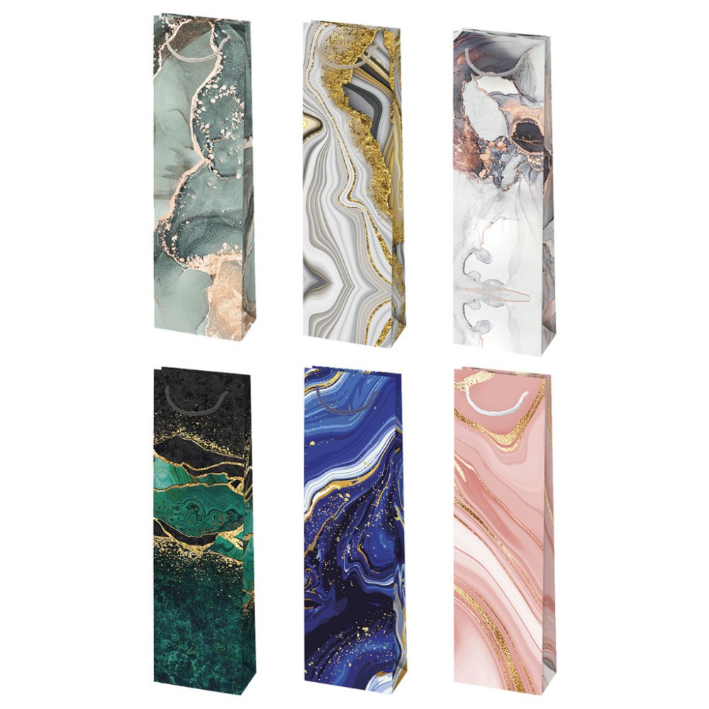 Colour Colorful Marble Pattern Paper Wine Bag 10.5x33x8.5 cm