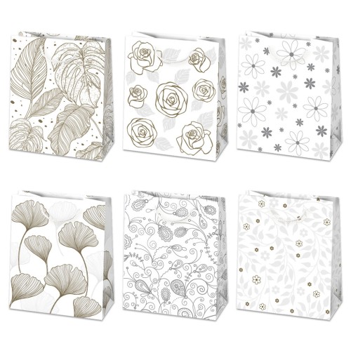 Colour White Patterned paper gift bag 19x23x10.5 cm