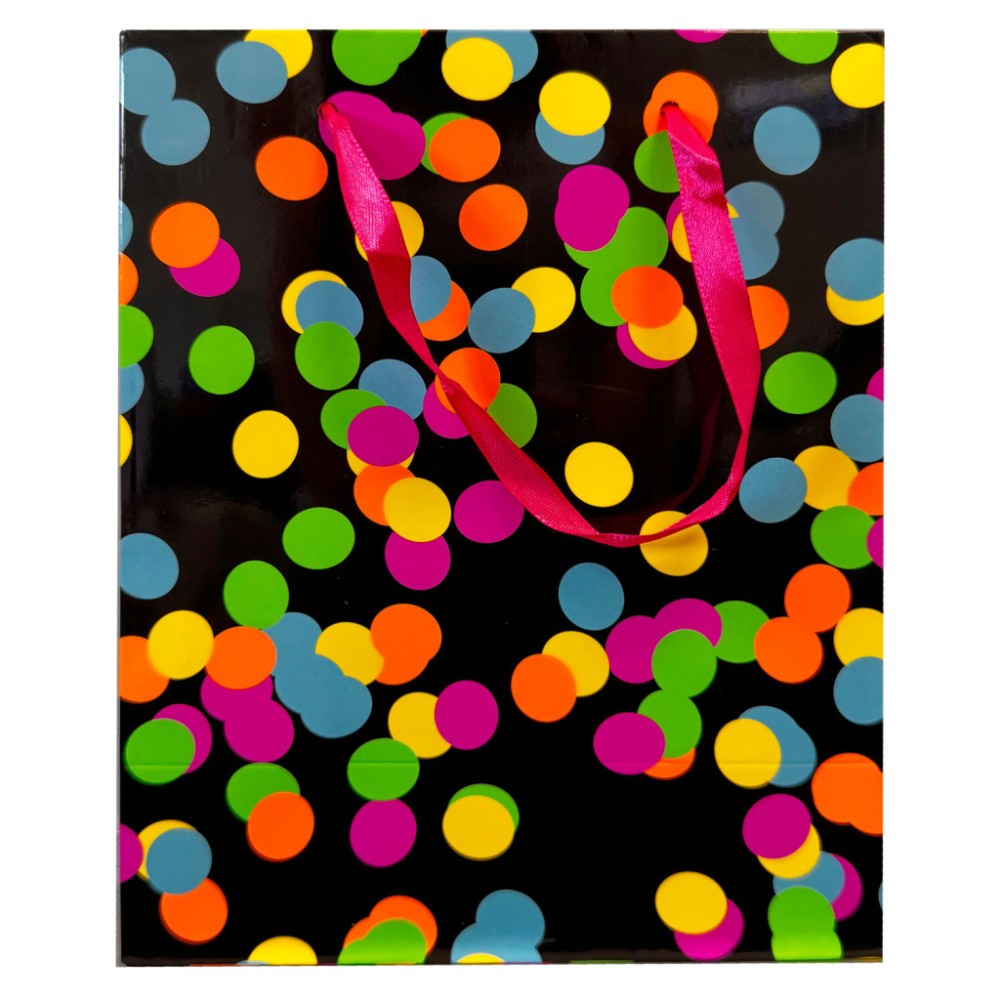 Colour Neon Polka Dot Gift Bag 18x10x23 cm
