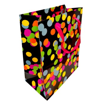Colour Neon Polka Dot Gift Bag 18x10x23 cm