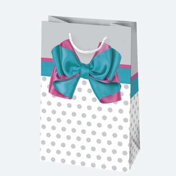 Colour Bow paper gift bag 10x16x6 cm