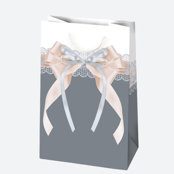 Colour Bow paper gift bag 10x16x6 cm
