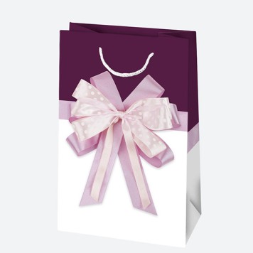 Colour Bow paper gift bag 10x16x6 cm