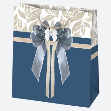 Colour Bow paper gift bag, 15.5x15.5x8 cm