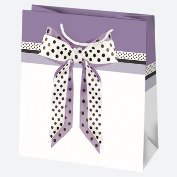 Colour Bow paper gift bag, 15.5x15.5x8 cm