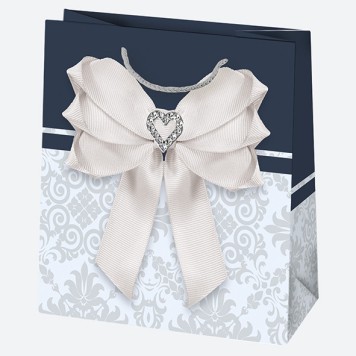 Colour Bow paper gift bag, 15.5x15.5x8 cm