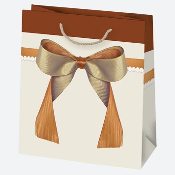 Colour Bow paper gift bag, 15.5x15.5x8 cm
