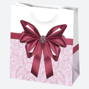 Colour Bow paper gift bag, 15.5x15.5x8 cm