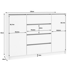 KOMODA K140 2D 4SZ CLP VENGE / BIAŁY