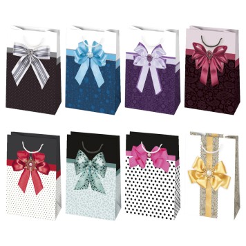 Colour Bow paper gift bag 16x24x7 cm
