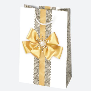 Colour Bow paper gift bag 16x24x7 cm