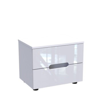 Table de chevet bois blanc brillant 1 tiroir 50x35x41 cm
