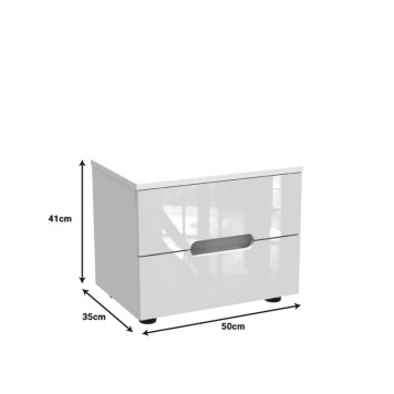Table de chevet bois blanc brillant 1 tiroir 50x35x41 cm
