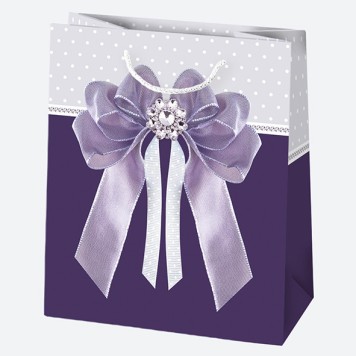 Colour Bow paper gift bag 19x23x10.5 cm