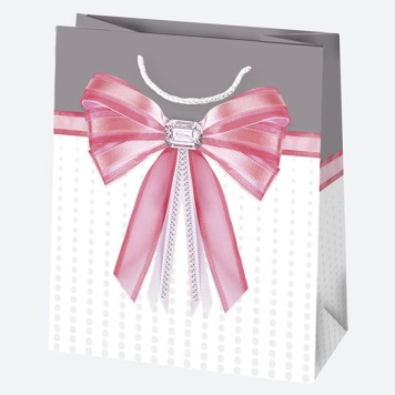 Colour Bow paper gift bag 19x23x10.5 cm