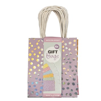 Colour Dots paper gift bag, 6 pcs