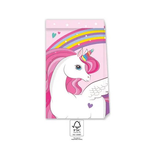 Unicorn Rainbow Colors paper bag 4 pcs FSC