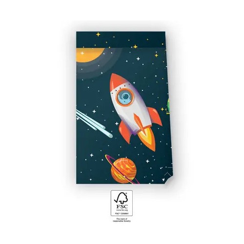 Space Rocket Space paper bag 4 pcs FSC