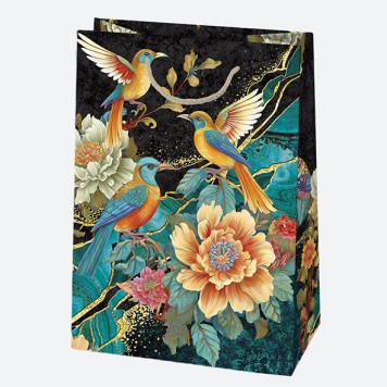 Colour Birds Flower paper gift bag 23x32x11 cm