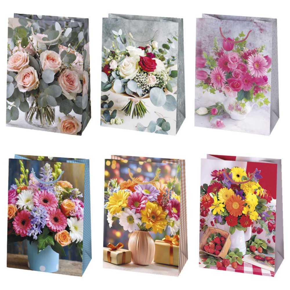 Colour Bouquet Flower paper gift bag, gift bag 23x32x11 cm
