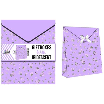 Colour Iridescent Flower Patterned Gift Box, Set of 2