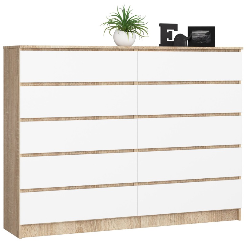 KOMODA K160 10SZ CLP DĄB SONOMA / BIAŁA KOMODA K160 10SZ CLP DĄB SONOMA / BIAŁA
