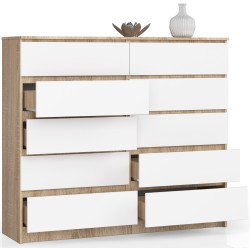 KOMODA K140 10SZ CLP PK DĄB SONOMA / BIAŁY