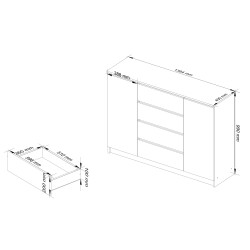 KOMODA K140 2D 4SZ CLP DĄB SONOMA / BIAŁY