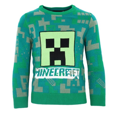 Minecraft Green children's knitted sweater 9 years