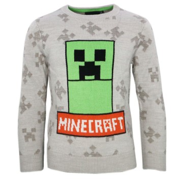 Minecraft Grey children's knitted sweater 12 years