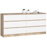 KOMODA K160 6SZ CLP DĄB SONOMA / BIAŁY