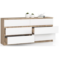 KOMODA K160 6SZ CLP DĄB SONOMA / BIAŁY