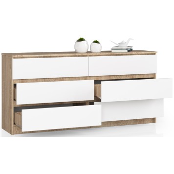 KOMODA K160 6SZ CLP DĄB SONOMA / BIAŁY