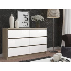 KOMODA K160 6SZ CLP DĄB SONOMA / BIAŁY