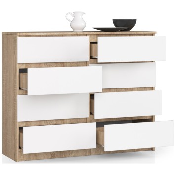 Buffet LOUISA 8 Tiroirs Façade Brillant 120x40x99 Cm