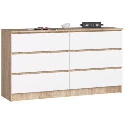 KOMODA K140 6SZ CLP DĄB SONOMA / BIAŁY